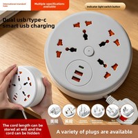 Multiprise universelle ronde 10A avec 4 prises CA, 2 ports USB, ignifuge, sécurité enfant, rallonge multiprise