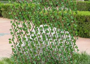 لوحة سياج اصطناعية قابلة للسحب, لوحة سياج اصطناعية قابلة للسحب لوحة زهرة خضراء في فناء المنزل ديكور الحديقة الخشبية الصلبة 2