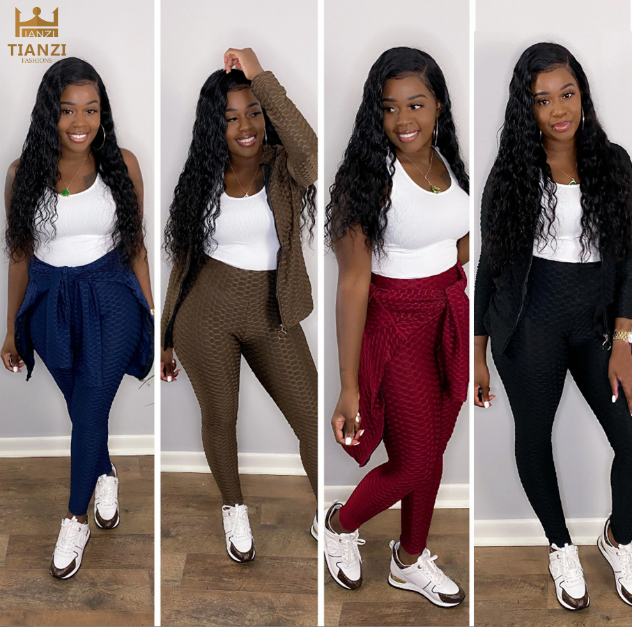 Лидер продаж 2020 года, Модный Эластичный Топ и узкие брюки O4289 для осени и зимы, Женский комплект из двух предметов