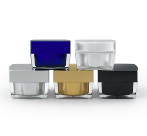 Tarros Cosméticos de Plástico de Doble Pared de 30g y 50g, Envases Vacíos Transparentes de Acrílico para Crema Facial y de Ojos, Botellas Cuadradas con Tapa de Rosca para Mantequilla Corporal - Product Image 1