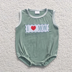 Wholesale Toddler Baby Girl Boy Fathers Day Outfit I Love Mom Embroidery Stripe <b>Shorts</b> 2pcs Set Dress <b>Romper</b> Summer Clothes - Product Image 6