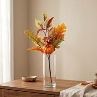 Décoration d'automne artificielle : Guirlande de feuilles de citrouille pour la fête de Thanksgiving, verdure saisonnière en plastique, vente en gros