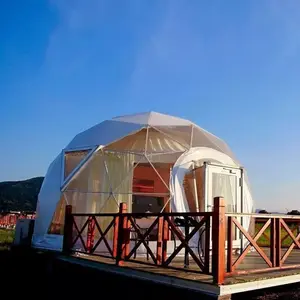 High Security Camping Plastic Inflatable Clear Glamping Cottage Garden Bubble Dome Tent With Tunnel Attachment