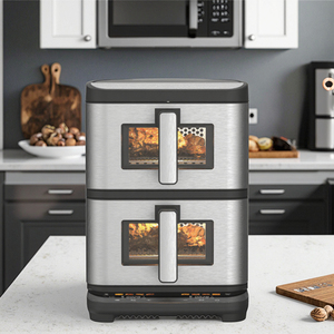 Nouveau Design Friteuse à Air Chaude Digitale <span class=keywords><strong>Double</strong></span> Multifonctionnelle <span class=keywords><strong>Four</strong></span> de Cuisson 5L+5L pour Cuisine - Product Image 2