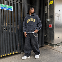 Sweat à capuche surdimensionné vintage personnalisé, délavé à l'acide, bords bruts, impression sérigraphiée, streetwear homme, pull de haute qualité