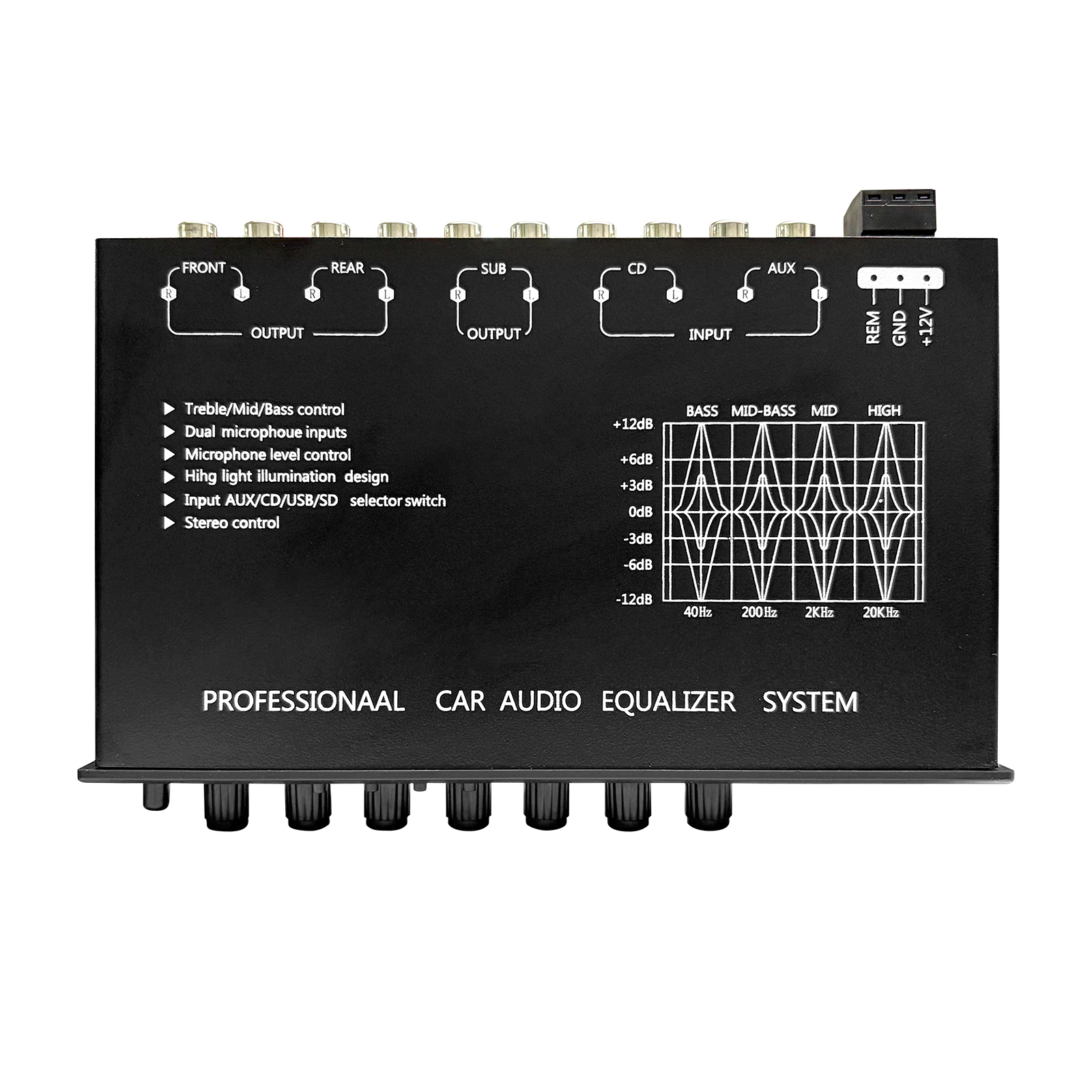 Digital Karaoke Car Audio <strong>Equalizer</strong> 4 Band Parametric EQ with <strong>USB</strong> SD Dual MIC Input