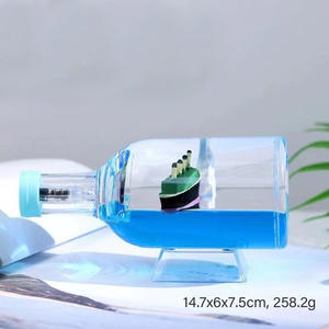 Botella de Vidrio Acrílico Personalizada al por Mayor, Colorida, con Ondas Líquidas, Diseño de Barco Pirata, Reloj de Arena Fluido - Product Image 2