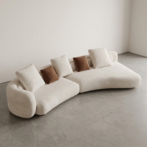 Canapé d'angle moderne et minimaliste en tissu chenille doux, avec coussins de dossier moelleux, double accoudoir en H, réglable, en métal - Product Image 2