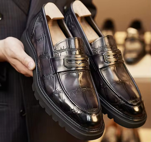 Zapatos Formales de Hombre de Cuero Negro, Zapatos Oxford de Cuero con Suela Gruesa y Cordones, Zapatos de Oficina Formales y Casuales de Negocios - Product Image 5