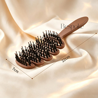Brosse à cheveux bouclante personnalisée avec logo, poils de sanglier et nylon mélangés, forme incurvée, ventilée, anti-statique, pour femmes