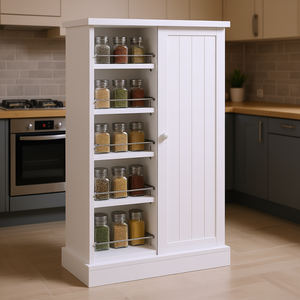 Armoire de cuisine autoportante blanche à 5 niveaux avec 12 étagères réglables pour épices - Product Image 2