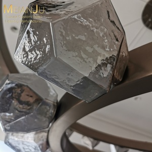 Zhongshan Modern Premium Hanging Pendant Light Smoked Grey Faceted Glass Chandelier para Hotel Restaurant Living Room Lighting - Product Image 3