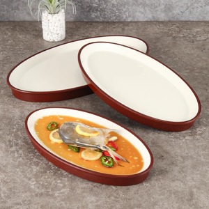 Xiangyuan <b>melamine</b> oval fish <b>plate</b> tableware platter for hotels, restaurants, and commercial use. - Product Image 3