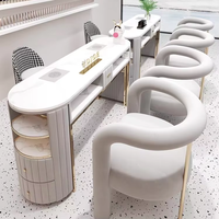 Ensemble table et chaise de manucure personnalisable en marbre, style luxe léger, résistant aux taches, haut de gamme, écologique
