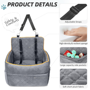 Luxo Dobrável Dog <span class=keywords><strong>Car</strong></span> Seat Booster Alta Densidade Soft Plush Anti-Slip Quente Estilo Elegante Pet <span class=keywords><strong>Car</strong></span> Seat <span class=keywords><strong>Bed</strong></span> Belt Lavável - Product Image 3