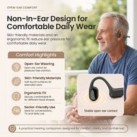 Écouteurs sans fil Bluetooth FM à conduction active avec micro, réducteur de bruit, pour le sport, avec bandeau en mousse pour appareil auditif et support de batterie