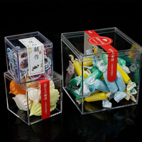 Grande boîte à biscuits rectangulaire en plastique Grand carré transparent pour aliments Boîtes à bonbons en plastique transparent/acrylique Boîte à gâteaux et desserts