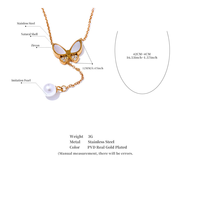 Collier Papillon Exquis en Coquillage Naturel et Zircon avec Perles d'Imitation, Pendentif Tendance en Acier Inoxydable, Bijou 2026