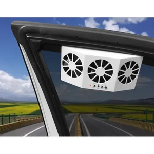 USB רכב אוטומטי אוויר Vent מאוורר רכב רכב קירור עוצמה שקט אוורור חשמלי 3 מהירות כפולה שלושה ראש רכב חלון מאוורר