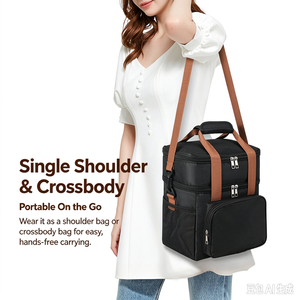 Double Layer Insulated <b>Cooler</b> Bag Waterproof Leakproof Thermal Lunch Tote Multi Pocket Zipper Carrier <b>for</b> Picnic Food Storage - Product Image 3