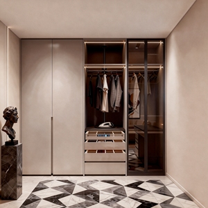 ตู้เสื้อผ้าไม้และกระจกแบบมีไฟ LED ดีไซน์หรูหราสไตล์ Quanjing พร้อมพื้นที่จัดเก็บขนาดใหญ่สำหรับห้องนอนและอพาร์ตเมนต์ - Product Image 2