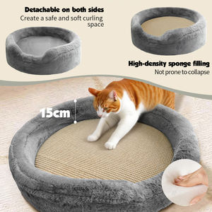 Sofá cama redondo para mascotas al por mayor, piel sintética de conejo esponjosa con funda de cojín extraíble lavable para perros y gatos pequeños - Product Image 4