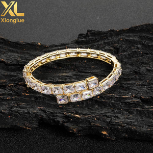 Bracelet Baguette en Zircon et Diamant Unisexe, Bracelet de Luxe Sertie de Cristaux pour Femme, Bijoux Plaqué Argent - Product Image 6