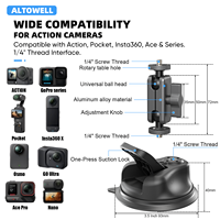 Bras d'extension réglable à double rotule avec vis 1/4, support universel pour caméra d'action, micro et lumière d'appoint