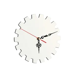 Horloge murale en bois MDF de forme ronde personnalisée 20 "horloge à sublimation à quartz