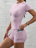 Ensemble de yoga haut de gamme deux pièces pour femme, best-seller de l'été, respirant, avec haut à manches courtes et short, idéal pour le sport quotidien et décontracté