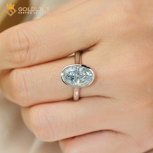 Anillo de Compromiso Solitario Goldleafgem S925 de Plata con Diamante Cultivado en Laboratorio de Corte Ovalado, Personalizado de 1CT, 2CT, 3CT, con Certificado IGI - Product Image 3