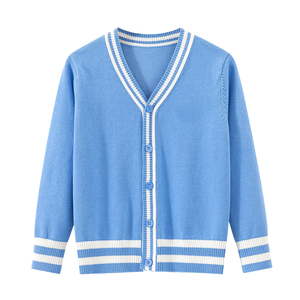 Blazer en maille <span class=keywords><strong>pour</strong></span> hommes et femmes, nouveau style coréen, chemise tricotée <span class=keywords><strong>pour</strong></span> bébé, col en V, style universitaire, collection automne - Product Image 2