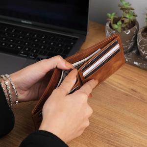 Carteras de Cuero Crazy Horse al <span class=keywords><strong>por</strong></span> Mayor con Protección RFID, Personalizadas, de Cuero Genuino, Billetera Bifold para Tarjetas, Regalo para Esposo - Product Image 3