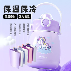 Bouteille d'eau de sport Tomic Sports Purple Unicorn 500 ml, portable et isolée, pour enfants et femmes, utilisation en extérieur - Product Image 4