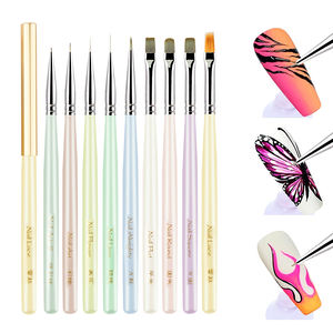 Profesional 1/9 Uds. Juego de pinceles para decoración de uñas de Color Macaron, delineador de arte corto, pluma de pintura de detalle, herramientas planas de madera para uñas de pelo de nailon - Product Image 1