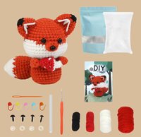 Kit de crochet amigurumi personnalisé avec logo, renard roux, kit de bricolage pour débutants, jouet en peluche fait main, cadeau pour enfants et adultes