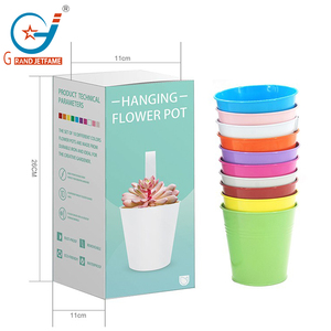 Prix d'usine 10 pots <span class=keywords><strong>de</strong></span> fleurs suspendus colorés sur garde-corps ou seau suspendu en métal mural avec crochet pour la maison et le jardin - Product Image 3