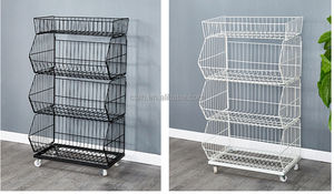 RH-BR600-5 scaffale di piccole dimensioni 600*450*1400mm 5 strati 600mm impilabile espositore per cestini in filo metallico - Product Image 3