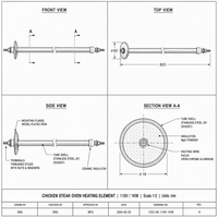 Élément chauffant pour four à steak de poulet OEM, 1KW, 110V, SS201, 16mm, chauffage tubulaire droit pour plaque de cuisson commerciale pour steak de poulet, 820mm