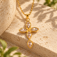 Collier croix haut de gamme ARNAN pour femme, pendentif croix bohème, chaîne à maillons en acier inoxydable, bijoux de mode, cadeaux de fête en gros