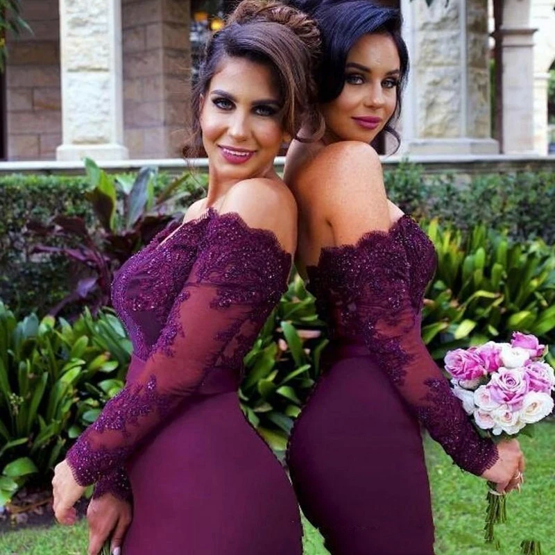 Mumuleo Burgundy Mermaid Bridesmaid Dress Long Sleeve Wedding Party Gown Lace Off Shoulder Dress| Alibaba.com Mumuleo Burgundy Mermaid Bridesmaid Dress Long Sleeve Wedding Party Gown Lace Off Shoulder Dress| Alibaba.com