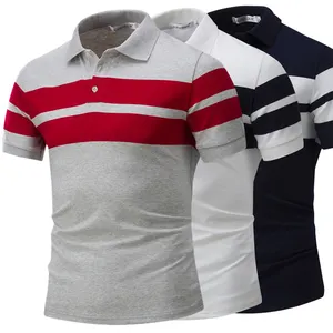 OEM/ODM标志高尔夫马球衬衫短袖白色海军修身定制棉灰色高尔夫马球衬衫条纹马球高尔夫衬衫