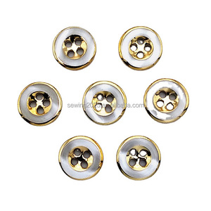 11.5mm Fashion Plating <strong>Gold</strong> Edge 4 Holes Round Resin Plastic <strong>Button</strong> for Shirt - Product Image 2