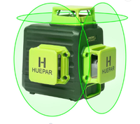 Niveau laser rotatif Huepar B03CG avec étui de transport rigide, mode impulsion extérieur et faisceau vert 3D à 12 lignes multiples