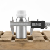 Bouteille en aluminium brillant de 100 ml avec bouchon blanc et bouchon intérieur inviolable pour cosmétiques et produits chimiques de laboratoire