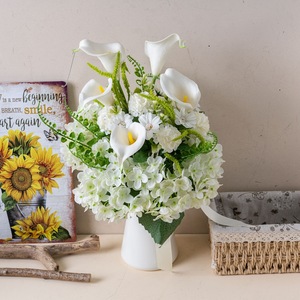 Cross-border <b>Love</b> Artificial Wedding Bouquet White Calla <b>Lily</b> Hydrangea Floral Arrangement For Home Decor And Wedding Props - Product Image 2