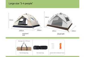 Camping Tent 2-4 People One Bedroom Four-Season Waterproof Oxford <b>Outdoor</b> Sun <b>Shelter</b> Window Quick Automatic Opening Foldable - Product Image 4