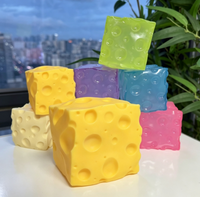 Jouets anti-stress en gelée de pétrole transparente multicolores de 5/7 cm, jouets à presser en forme de fromage, avec emballage en boîte