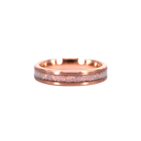 Opale de feu écrasée or Rose 4mm bande de mariage de tungstène promesse des femmes bague d'anniversaire de fiançailles pour les fêtes