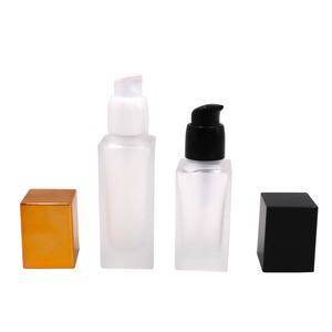 Flacons en verre vides à pompe pour crème BB, maquillage, cosmétiques, fond de teint liquide, côtés droits, 20ml, 30ml, 40ml - Product Image 1